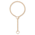 Heart O-ring Slip Chain Necklace For Women, Handmade Punk Gothic Cuban Necklace Jewelry Adjustable Lariat Y-Necklace - color: Gold, size: 29"
