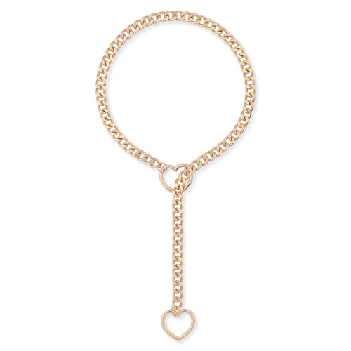 Heart O-ring Slip Chain Necklace For Women, Handmade Punk Gothic Cuban Necklace Jewelry Adjustable Lariat Y-Necklace - color: Gold, size: 29"