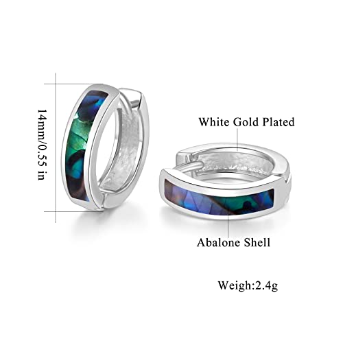 CiNily Huggie Earrings Opal Hinged Hoop Earrings Gold Plated Hypoallergenic Small Hoop Earrings for Women Teen Girls Men Sensitive Ears - color: Abalone shell