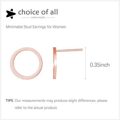 Gold Circle Earrings for Women Circle Stud Earrings Simple Tiny Triangle Square Bar Stud Earrings Trendy Jewelry Gifts - color: A3：rose gold circle earrings