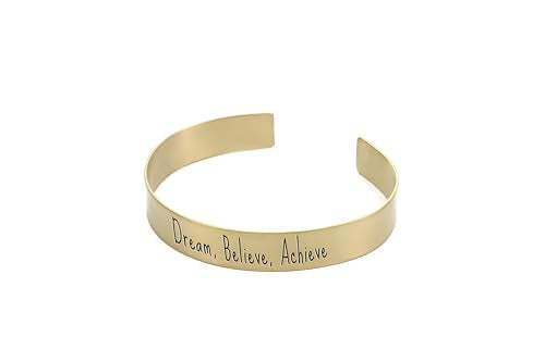 Engraved Motivational Bracelet - Unique Text Design - Wide Open Cuff - Personalized Jewelry