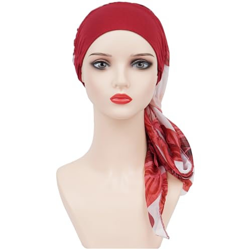 Headwear Turbans for Women - Lightweight Head Scarf for Women's Hair Chiffon Elegant Headwraps Hats - color: Red