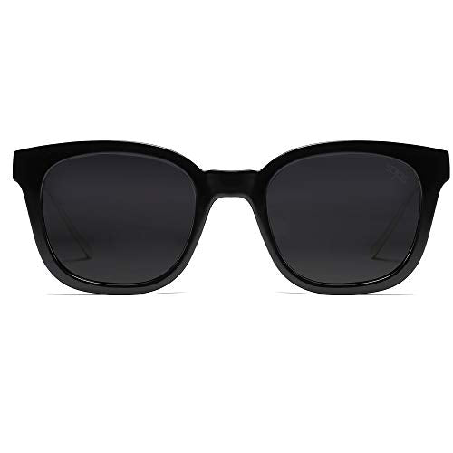 SOJOS Classic Square Polarized Sunglasses Womens Mens Retro Trendy UV400 Sunnies SJ2050 - color: Black/Dark Grey