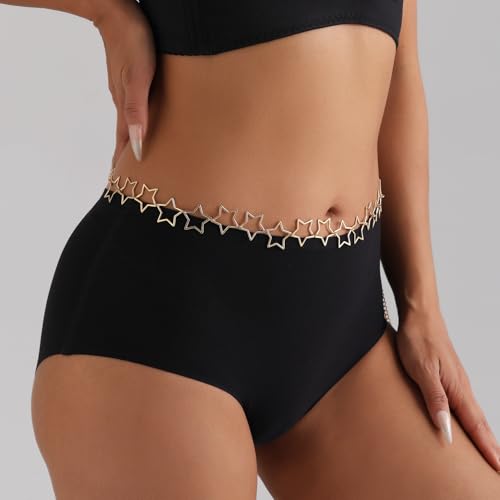 Gold Star Waist Chain Belt for Women Boho Sun Starfish Bikini Jewelry Festival Rave Outfits Waterproof Belly Body Chain - style: Stars