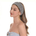 ZLYC Women Headband Handmade Crochet Knit Boho Flower Hair Bands (Crochet Gray) - color: Crochet Gray