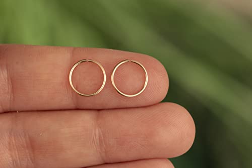 Gold Hoop Earrings Silver Hoop Earrings - Hoop Earrings For Women Two Pcs Of Thin Gold Filled Sterling Silver Hoops, Helix Hoop, Tragus Ring, Cartilage Hoop - color: Gold, style: 8mm 22 gauge / 1 pair
