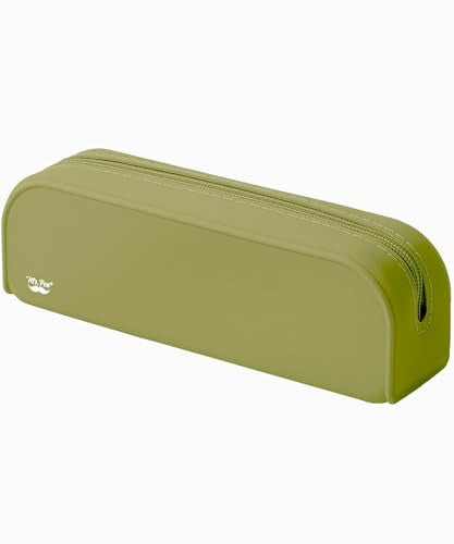 Mr. Pen- Silicone Pencil Case, Aesthetic Pencil Bag for Women, Makeup Pouch | Multifunctional Pouch for Stationery, Cosmetics and Electrical Goods Storage - color: Olive Green