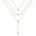 Turandoss Gold Layered Necklaces for Women - 14K Gold Plated Handmade Multilayer Bar Pearls Coin Disc Moon Butterfly Medallion Adjustable Dainty Layered Choker Necklaces for Women Jewelry - style: 3 Layered Necklace - Circle&Curved Bar&Circle Lariat