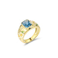 Santuzza 925 Sterling Silver Enamel Flower Pattern Ring for Women - color: Orchid-Yellow