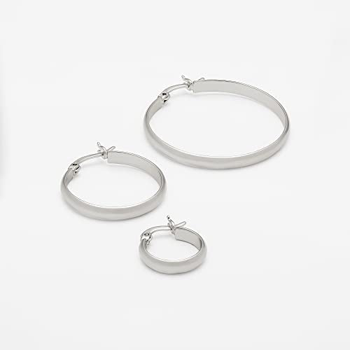Amazon Essentials 14K Gold or Sterling Silver Plated Polished Dome Hoop - color: Silver, size: 35 mm