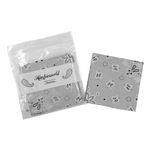Bandanas for Women and Men，3 Pack Super Soft Thin 60s Preium Cotton 22 inch Handkerchiefs - color: Light Grey