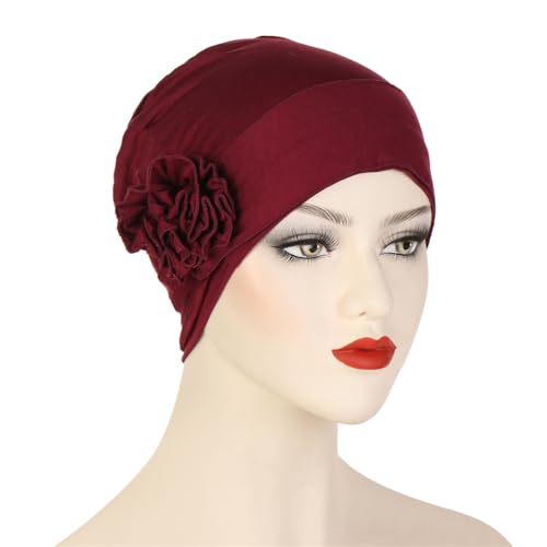 Headwrap Turbans for Women - Twist Soft Floral Solid Caps Pre Tied Chemo Beanies Headwear Hat for Cancer - color: Red