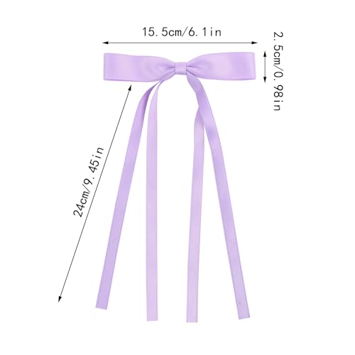 WORTL Hair Bows Clips Coquette Ribbon Bowknot with Long Tail Princess Hair Bows French Barrettes Hair Accessories for Women Girls 16PCS (Wine Red, Beige, Green, Purple) - color: Wine Red, Beige, Green, Purple