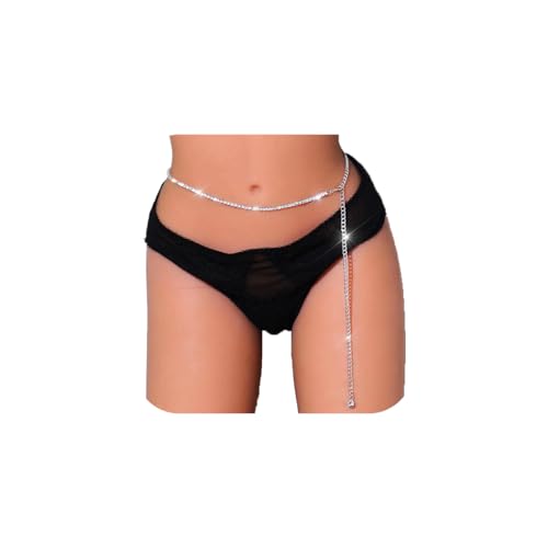 Rhinestone Waist Chains Crystal Waist Chain with Pendant Abdominal Chain Thin Minimalist Body Chain Jewelry for Women Beach Rave - style: A-Rhinestone-Sliver