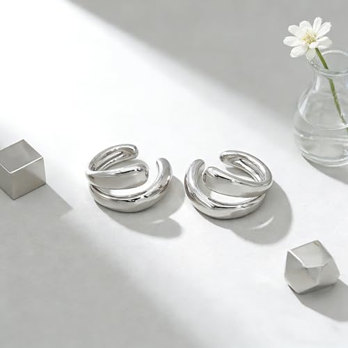 Ear Cuffs Non Piercing Chunky Water Droplet Ear Cuff Earrings for Women Trendy Clip on Cartilage Simple C-Shaped Diamond Studded Ear Clip Jewelry Best Gifts 2026 - color: A-Silver