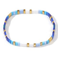 Tila Flat Beaded Stretch Bracelet for Women,Bohemian Friendship Bead Bracelets Handmade Stack Boho Jewelry Accessory for Everyday Wear, Vacation and Friend Gifts - color: blue-02