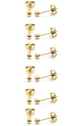14K Gold Filled Polished Small CZ Pearl Ball Stud Earrings Set for Women Men 20G Surgical Steel Hypoallergenic Piercing Studs for Sensitive Ear, Pack of 6 Pairs - style: H : 3MM Gold Ball Set
