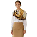 35" Head Scarf Large Square Scarf Like Cotton Hairscarf Fashion Scarves Bandana Night Sleeping Wraps for Women B01 - color: Beige/Coffee Tulips