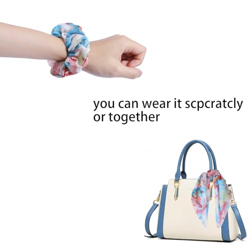 Floral Scarf Scrunchie,6PCS Tie Dye Bow Scrunchies | Hair Scarves,Scarf Hair Ties,Scrunchie with Tails,Bandana Scrunchies,Scarf Ponytail,Hair Accessories for Women,2 in 1 - color: tie dye flower