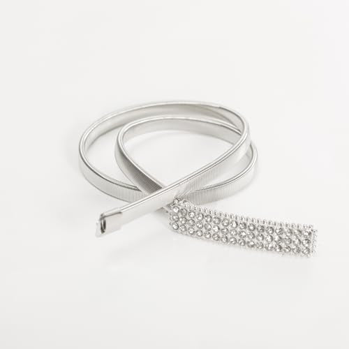 GRACE KARIN Women Skinny Metal Cinch Belt Gold Waistband Elastic Waist Belt CL633 - color: Silver-41, size: X-Large