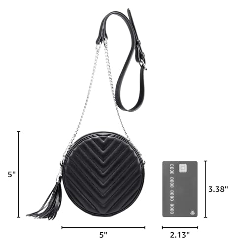 Crossbody Bags for Women Round Purse Quilted purse, Faux Leather, with Tassel