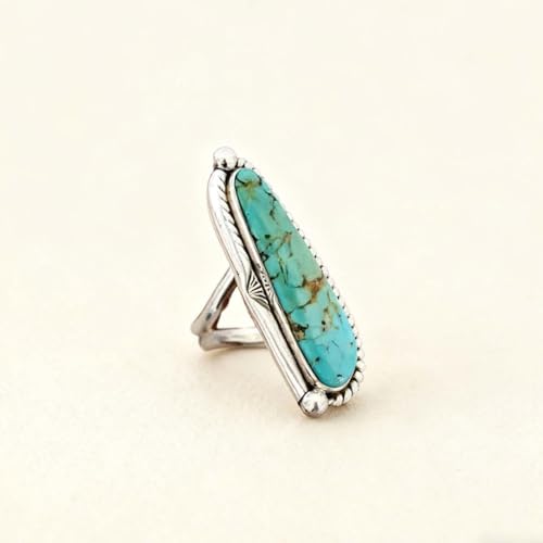 Turquoise Ring Boho Western Jewelry Chunky Thumb Statement Ring Dainty Simple Finger Open Jewelry Gift for Women Boho Dresses Accessories - color: A3:turquoise rings