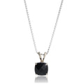 MAX + STONE 925 Sterling Silver Cushion Cut Birthstone Necklace for Women | 6mm Hypoallergenic Solitaire Necklace | Gemstone Pendant Necklaces with 18 inch Box Chain - color: Onyx
