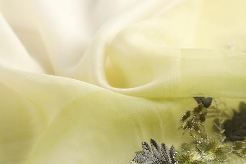 WINCESS YU Women Mulberry Silk Scarf Long & Large Embroidered Floral Pattern Shawl and Wraps Neckerchief for Hair & Neck - color: Gradient Light Green