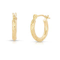 14k Gold Small Hoops Diamond-cut Engraved Hoop Earrings - color: Yellow Gold