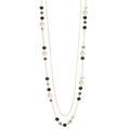 FULU AUTUMN Boho Gold Long Necklaces for Women Natural Stone Beaded Layered Long Necklace Mothers Day Gifts Dainty Flower Costume Jewelry for Women - color: Black