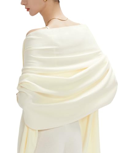 maamgic Women's Winter Scarf Soft Warm Scarf for Women Cozy Shawl Wraps for Women Lightweight Pashmina Style Wrap - color: Solid Ivory
