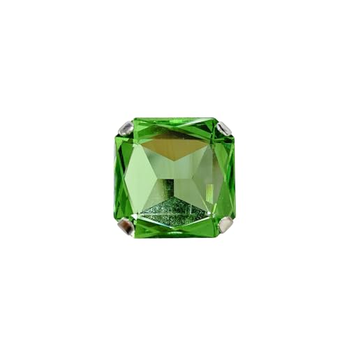 Square Large Rhinestone Exaggerated Statement Ring for Women Sparkling Thick Chunky Geometric Big Crystal Stone Finger Knuckle Band Rings Open Adjustable Wedding Brides Cocktail Prom Party Jewelry - color: Green