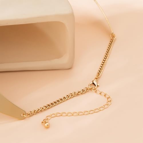Chunky Chain Necklaces Women Statement Collar Necklace Gold Flat Snake Chain Choker Ribbed Design for Party, Dress Jewelry Gifts - color: A9