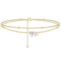 Ankle Bracelets for Women Waterproof 14K Gold Plated CZ Initial Anklet for Women Dainty Layered Letter Heart Ankle Bracelets Handmade Adjustable Foot Chain Anklet Summer Beach Jewelry - color: gold F