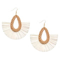 Raffia Tassel Earrings – Bohemian Dangle Earrings for Women, Lightweight Straw Wicker Drop Jewelry, Summer Beach Earrings with Trendy Rattan Fringe
