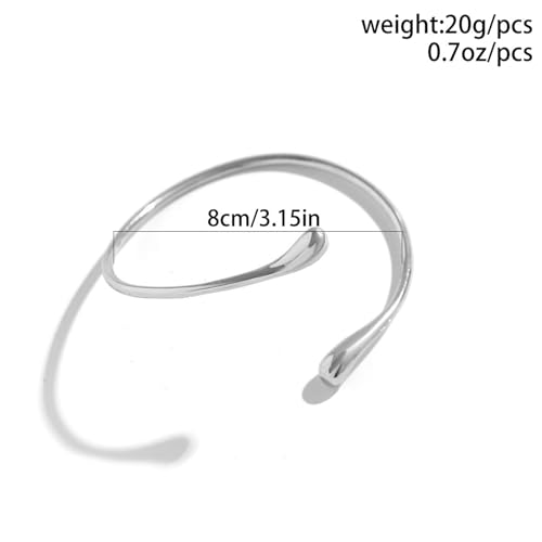 Arm Cuff Gold Arm Bracelet Handmade Upper Jewelry for Women Adjustable Bangle Armband Open Wrist Bracelets Greek Goddess Costume Halloween Costume - color: B:Drop-Silver