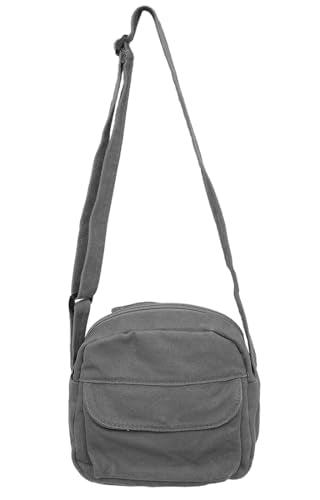 Small Crossbody Bag Cute Purse Mini Canvas Crossbody Purse Phone bag - color: Dark Grey