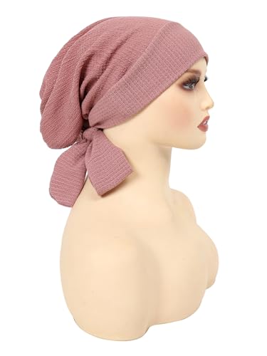 YYAOJHAO Pre Tied Bandanas Headscarf for Women - Solid Wave Chemotherapy Caps Headwrap Chemo Turban Headwear Hats - color: Pink Power