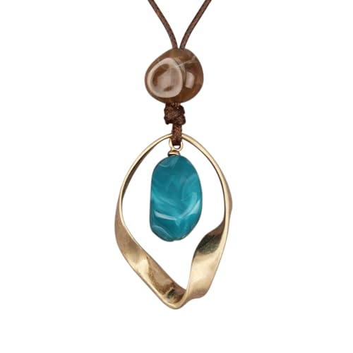 Jeilwiy Leather Necklace for Women Funky Necklace Choker String Cord Necklace with Pendant Boho Style Jewelry - style: Twisted Pendant with Stone