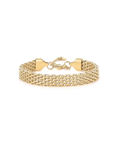 PAVOI 14K Gold Plated Chunky Chain Adjustable Bracelet for Women | Stainless Steel Lightweight Trendy Chain Bracelet - color: Yellow Gold, size: 6 Inches