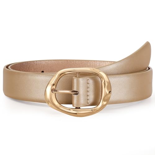 Women Leather Belt for Jeans Pants Ladies Casual Waist Belt Fashion Women Belt with Gold Buckle - color: Gold, size: Suit for waist size 34"-38"
