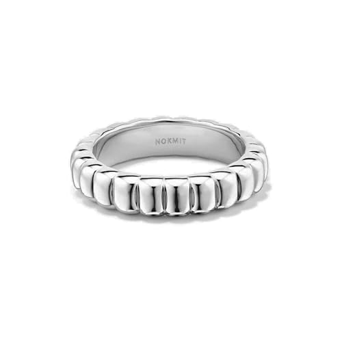 NOKMIT 14K Gold Filled Chunky Statement Rings for Women Cute Puffy Dome Croissant Thumb Band Non Tarnish Comfort Fit Size 5-10 - color: B-Silver
