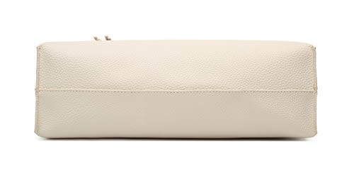 Dreubea Women's Soft Faux Leather Tote Shoulder Bag from, Big Capacity Tassel Handbag - color: Beige