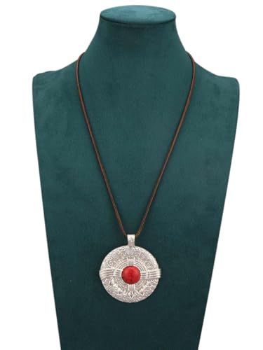 JAOYU Boho Necklace for Women Large Pendant Necklace Boho Long Choker Leather Gold Necklace Vintage Earthy Jewelry Trendy - style: Boho Chunky Necklace