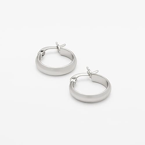 Amazon Essentials 14K Gold or Sterling Silver Plated Polished Dome Hoop - color: Silver, size: 15 mm