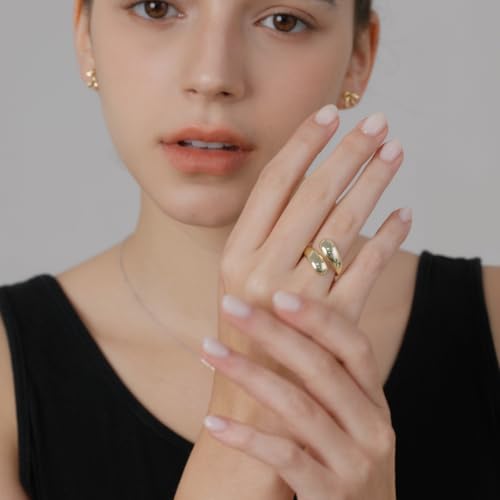 MINDDHA 14K Gold/White Gold Plated Chunky Open Twist Stackable Rings for Women | Bold Crossover Statement Ring Band Size 4-12
