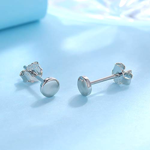 925 Sterling Silver Dot Stud Earrings | Small Simple Round Disc Stud Earrings | Tiny Flat Circle Hypoallergenic Cartilage Tragus Piercing Earrings Gifts for Women Men 2mm 3mm 4mm 5mm - color: #3 white gold-3mm