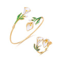 Caiyao 2Pcs Adjustable Sunflower Open Cuff Bangle Bracelets Ring Gold Tone Enamel Daisy Flower Floral Upper Arm Armband Bracelet for Women Boho Summer Inspired Floral Jewelry Gifts - style: StyleF