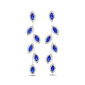 Catery Crystal Wedding Earrings Rhinestones Dangling Earrings Leaf Bridal Ear Jewelry for Brides and Women - color: Blue