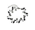 Faship Gorgeous Rhinestone Crystal Floral Necklace Earrings Set - color: Black / Matching Bracelet